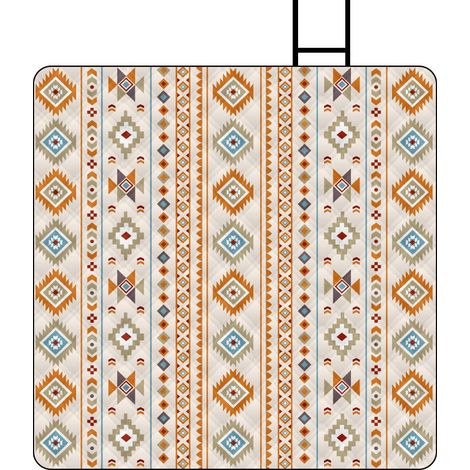 Tapis de pique-nique 150 x 200 cm avec fond en aluminium, hydrofuge et portable, motif bohème, pour la plage, le jardin et le camping (1/4)