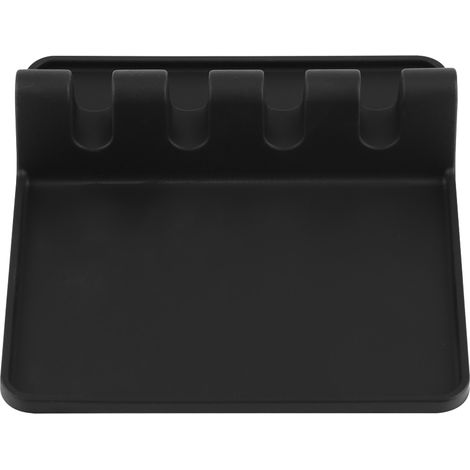 Support de Cuillère et Spatula en Silicone Alimentaire Noir - Organisateur d'Ustensiles de Cuisine (1/5)