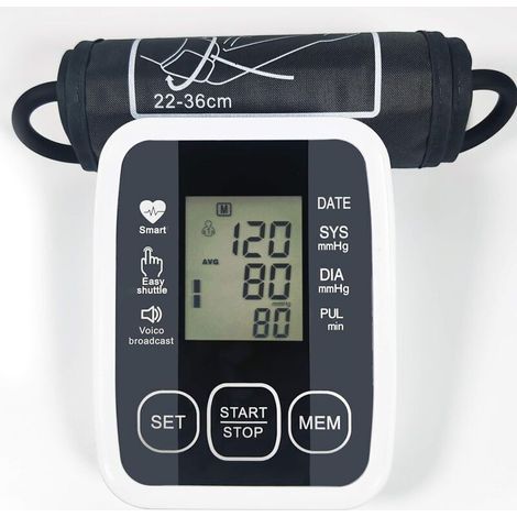Elektronisches Blutdruckmessgerät mit verstellbarer Manschette (22–36 cm), automatischer Blutdruckmessung, medizinisch zertifiziert, großes LCD-Display