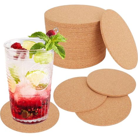 Sous-Verre - Liège Naturel Chêne - Diamètre 10 cm - Épaisseur 3 mm - Pour Tasses, Verres à Vin, Bougies - Lot de 24