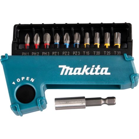 Makita 11 Piece Impact Premier Screwdriver Bit Set Torsion + Magnetic Bit Holder (1/3)