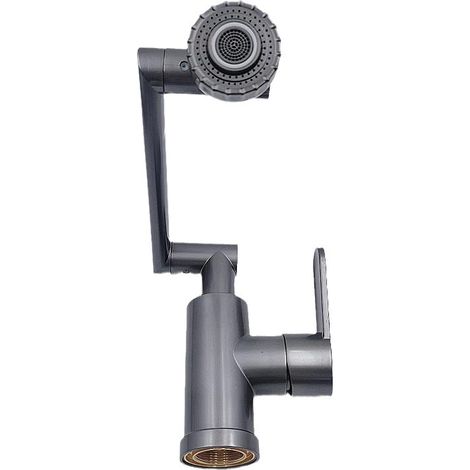 Robinet de salle de bain pivotant à 1080° avec 2 positions de sortie d'eau, robinet à levier unique et bras pivotant mécanique pour salle de bain et cuisine
