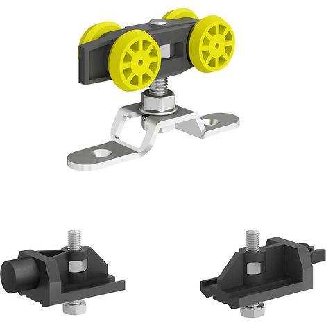 Slid'Up By Mantion – Kit monture pour porte coulissante SLID'UP 160 – Pour porte jusqu'à 60 kg – Compatible rail SU5452 – Contenu : 2 montures, butées, visserie
