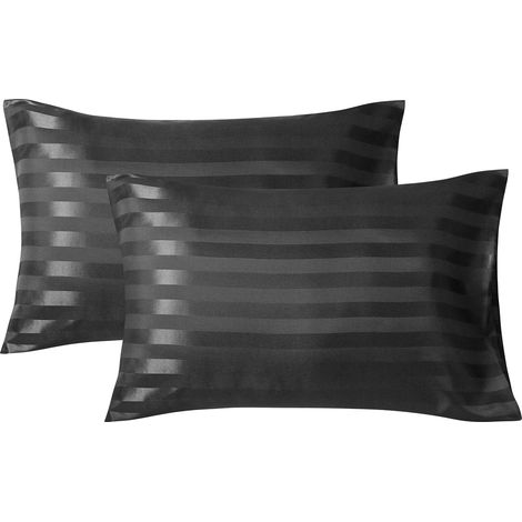 Taie d'oreiller en satin imitation soie, jacquard satiné, taies d'oreiller enveloppe (1/5)