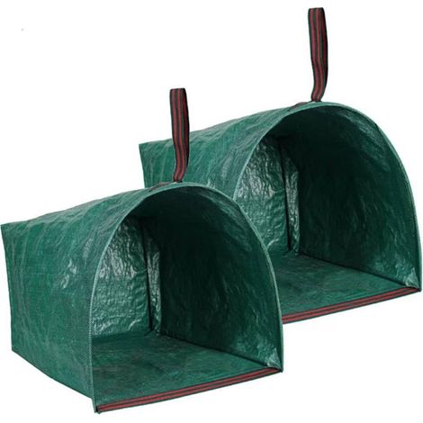 Pelle à poussière noire et verte de 200l, 76x56x43cm x 2 pièces, sac de collecte de feuilles de jardin et de cour, pour le nettoyage extérieur (1/5)