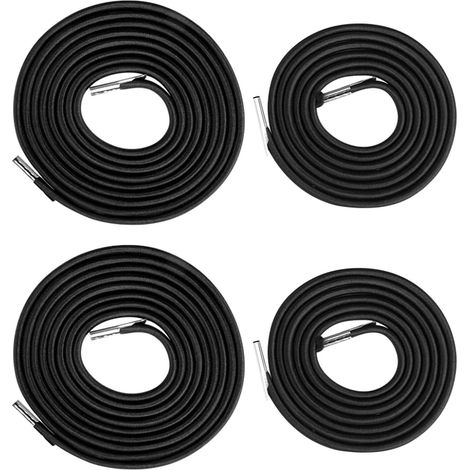 2 pièces 2,2 m et 1,4 m – Corde élastique de rechange pour chaise longue – (noir) Renfort supérieur universel pour toile de chaise relax – Ø4,5 mm