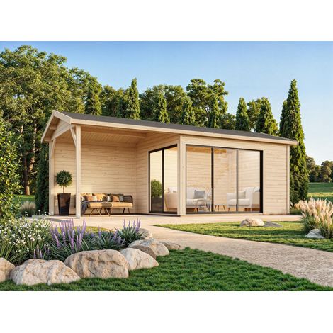 Abri de jardin en bois Amanda 11,2+7,8 m2 Slide Plus Naturel (1/5)
