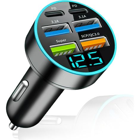 66 W/3,1 A Dual-USB-Autoladegerät, USB-Zigarettenanzünder, ultrakompaktes USB-C-Autoladegerät aus Aluminiumlegierung mit Schnellladung für Typ C, Android und mehr