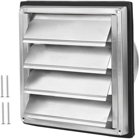 Grille de ventilation 150mm, Clapet anti-retour Grille de protection contre les intempéries en acier inoxydable avec lamelles mobiles, Grille à lamelles Grille hotte aspirante Ø150mm (1/4)
