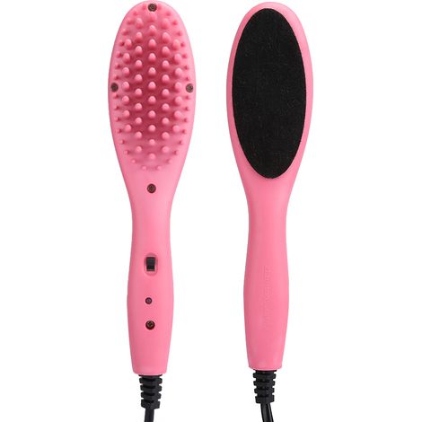 Mini brosse à cheveux électrique chauffante à séchage rapide, peigne lisseur rose, prise UE 220 V