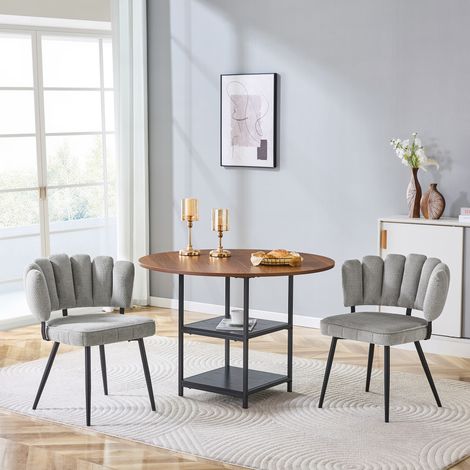 Set tavolo rotondo e sedie da pranzo 107 cm effetto noce grigio DESVIAE (1/5)