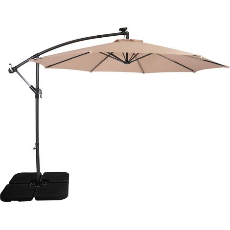 LED Ausleger-Sonnenschirm 3m Beige Hängend Quadratischer