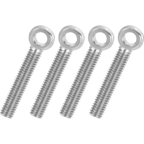 4 Pcs Boulon à Œil M6x40mm Boulon à Œillet de Levage pour Balancement d'Épaule, Vis Filetage Complet en Acier Inoxydable 304, Filetage Métrique Trou Coulissant, Couleur Argentée (1/5)