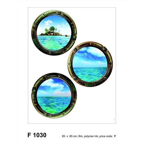 Sticker mural - 3 Hublots Iles Paradisiaques - 65 x 85 cm (1/4)