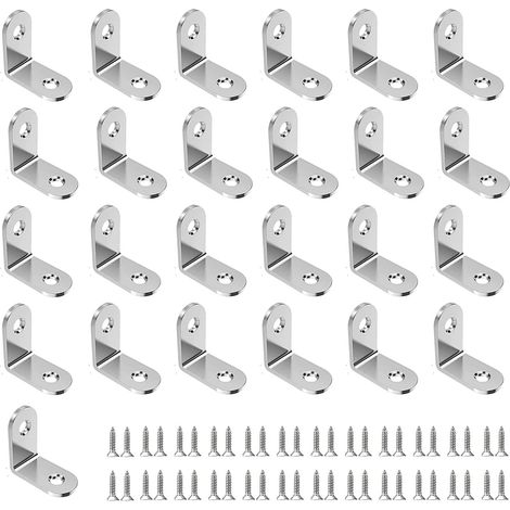 Connecteur d'angle en acier inoxydable - Agrafes - Angle L - Angle de meuble - Avec vis - Pour montage - 30 x 30 mm (1/5)