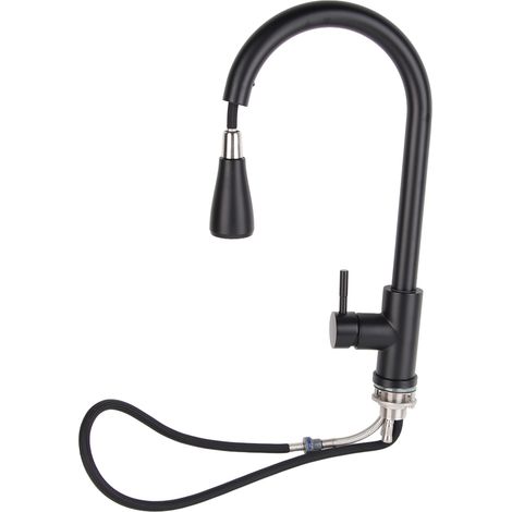 Schwarze G3/8 Teleskop-Küchenarmatur mit Ausziehfunktion, Mischbatterie für Warm- und Kaltwasser, für Spülbecken/Waschbecken, Badezimmerarmatur (1/5)