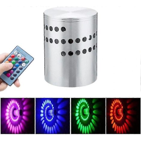 Applique murale LED spirale 3W en aluminium, applique murale moderne, lampe RGB @