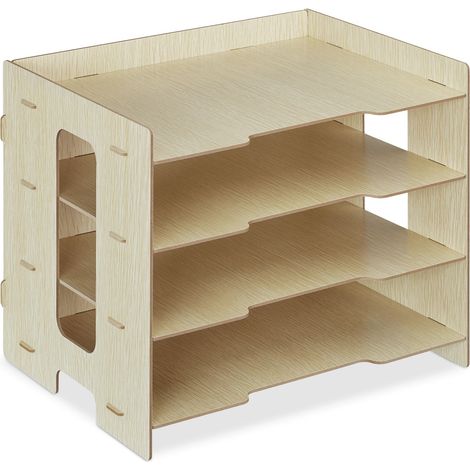 Pratico organizer per documenti 27 x 32,5 x 25 cm con scomparti ergonomici in stile moderno in MDF bianco 130012151