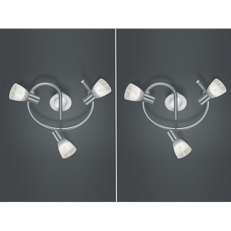 2er Set LED Deckenstrahler 3-flammig Silber Glasschirme schwenkbar, Ø 30cm (1/5)