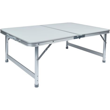 BRÜDER MANNESMANN TABLE DE CAMPING PLIABLE, BOIS D'INGÉNIERIE ALUMINIUM, ARGENTÉ M70115 (1/4)