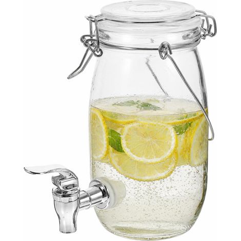 Distributeur De Boisson Avec Robinet En Verre Bocal Étanche Pour Jus Vin Et Cocktails Couvercle Avec Bague D’Étanchéité 1 Pièce Pour Cuisine Et Maison (1/5)