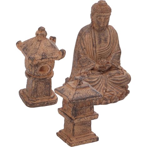 Petite statue de Bouddha en méditation, peinte à la main, avec phare, idéale pour la maison, le bureau ou le salon. (1/5)