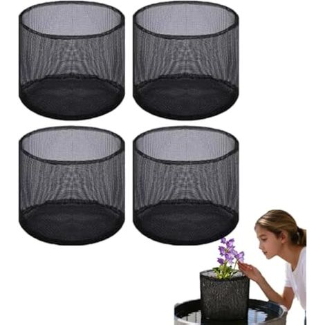 Lot de 4 petits paniers de plantes aquatiques réutilisables avec maille pour jardins aquatiques, paniers de plantation flottants pliables pour lys jacinthe aquatique, ronds de 18 cm et carrés de 17 cm (1/5)