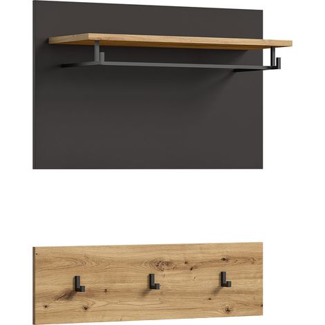 Canu Wandgarderobe 3 Haken 1 Regal Eiche Dekor.