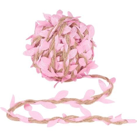 10M Natürliches Kordel (Rosa) aus Jute Hanf Handgefertigte Schnur Juteband Blätter Blattbesatz Band, Verziert mit Ranken für DIY Bastelarbeiten Party Hochzeit Dekoration (1/5)