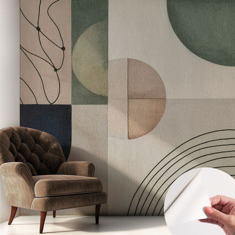 Selbstklebende Tapete - Wanddekoration Wohnzimmer - Tapete Schlafzimmer Geometrische Formen 250x250 cm (1/5)