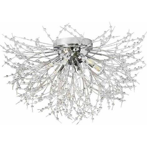 TRADE SHOP - Lampadario Soffitto Plafoniera Argento Moderna Cristalli Fuochi Artificio G9 Pn-13a - (1/5)