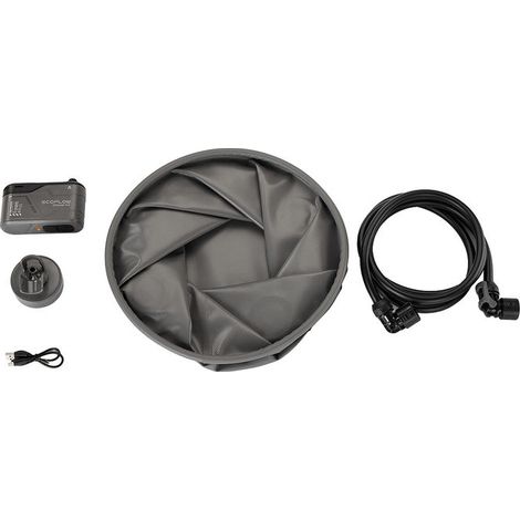 EcoFlow EFA-SHOWERKIT Kit Doccia Portatile con Pompa e Secchio Pieghevole Compatibile con EcoFlow WAVE Alimentazione USB-C colore Nero
