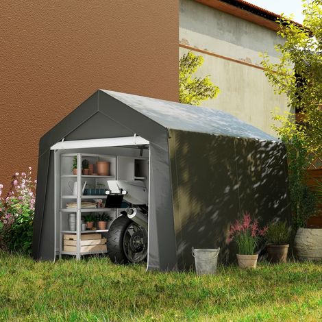 Abri voiture garage pliant 3x3 m étanche tente de stationnement avec rideau coulissant fenêtre aérée renfort des bords gris anthracite