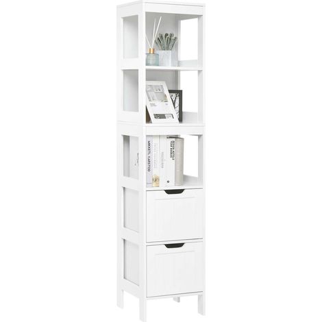 Mondeer – Colonne de salle de bain étanche 2 tiroirs – 3 étagères MDF E1 – Design compact pour rangement – Montage facile (1/5)