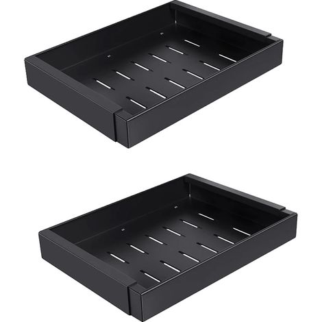 Schubladenorganizer, erweiterbares Design, multifunktionale Aufbewahrung, schwarz 2PCS (1/2)