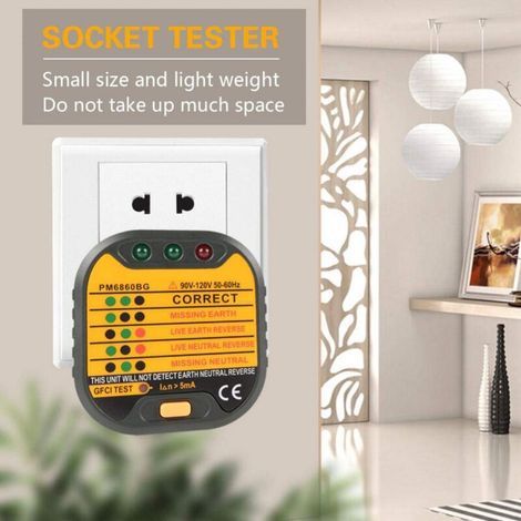 Appareil de Contrôle électrique Automatique de Prise 50-60Hz Pour la Maison PM6860BG / DR/ER, Fonction D'essai de RCD(EU Plug) (1/4)