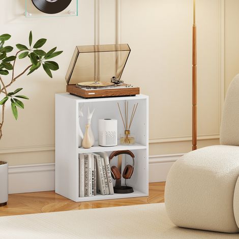 2-Cube Open Bookshelf, 3-Tier Storage Unit with 5-Position Adjustable Shelf, 42 x 29.5 x 53.5 cm, White (1/5)
