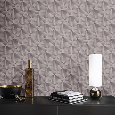 Papier peint 3D argenté moderne bureau & salon | Tapisserie 3D grise argent chambre adulte | Papier peint moderne intissé effet d'optique (1/4)