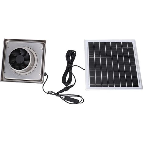 Kit de ventilateur solaire avec hotte aspirante en acier inoxydable, panneau solaire 8 W pour cuisine, serre, abri pour animaux, poulailler, silicium monocristallin (1/5)