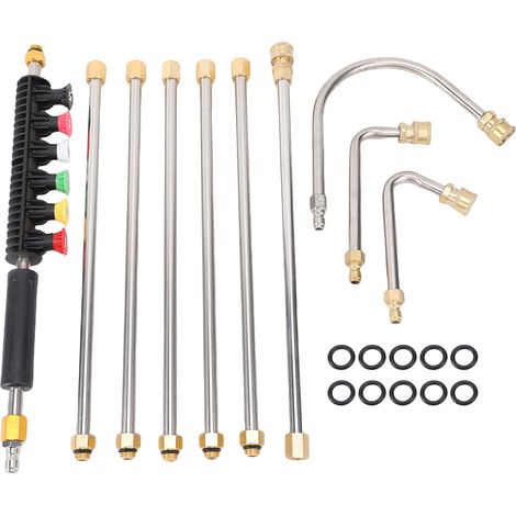Kit de rallonge pour nettoyeur haute pression : 6 embouts de buse, 30 tiges coudées en U à 90°, accessoire de lance pour nettoyeur haute pression (1/5)