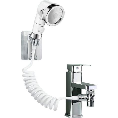 Ensemble Pommeau Douche pour Lavabo Douchette Adaptable sur Robinet Flexible de Robinet de Cuisine,Douchette de Salle de Bain Parfait pour Laver les Cheveux ou Nettoyer Animaux de Compagnie (1/5)