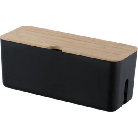 Cable Box Range Cable Management (Black), Box for Cables, Cable Tidy Box to Keep Cables Tidy, Storage Box for Charger Cables and Power Strips, Rubber Feet (1/5)