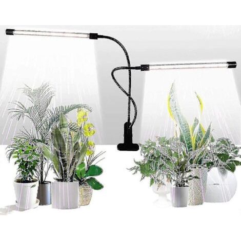 Lampe de croissance pour plantes, lumière blanche du jour 50W, lampe de croissance pour plantes à double tête avec pince et 84 LED, minuterie 4/8/12 heures, gradation à 5 niveaux. (1/5)