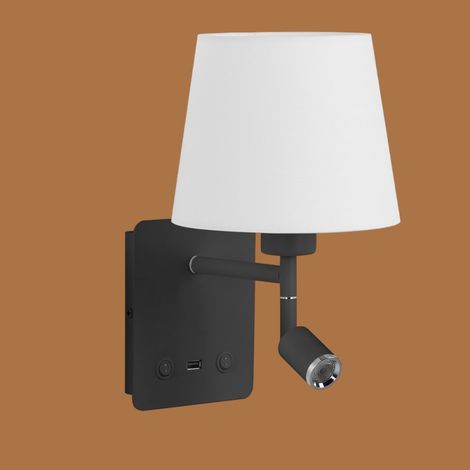 Applique Tête De Lit noire Lampe Et Liseuse Room2 Usb (1/3)