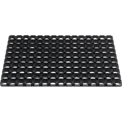 Alfombrilla de puerta anillos abiertos goma negra L400xW600xS22mm