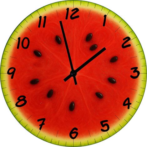 Horloge en verre tranche de pastèque 29 cm (1/2)