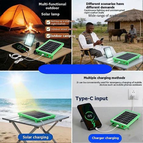 Panneau de charge solaire d'urgence 5V 50W avec batterie externe USB et lampe de secours multifonctionnelle pour le camping et les activités de plein air (1/5)