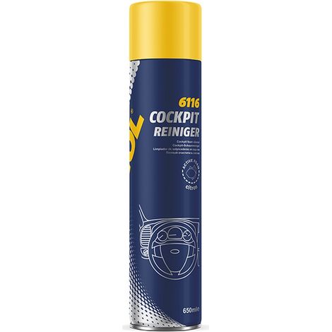MANNOL PLAK COCKPIT REINIGER CITRON - SPRAY LIMPIADOR DE CABINA, AROMA A LIMÓN 650ML (6116) (24) (1/2)
