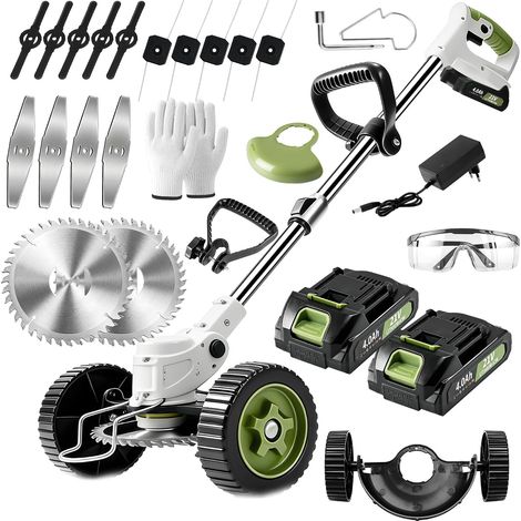 Débroussailleuse Électrique sans Fil 21V - Coupe Bordure Batterie 4Ah avec Lames Métalliques - Poignée Réglable, Adapté pour Jardin Pelouse et Bordures, Puissant pour Coupe Herbe (1/5)