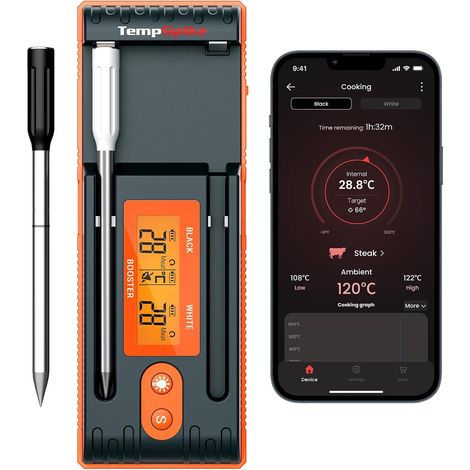 150m Wireless Kitchen Thermometer with 2 Meat Probes, Bluetooth Cooking Thermometer with Improved LCD Booster, Meat Thermometer for Air Fryers, BBQ, Oven, Smoker (1/5)